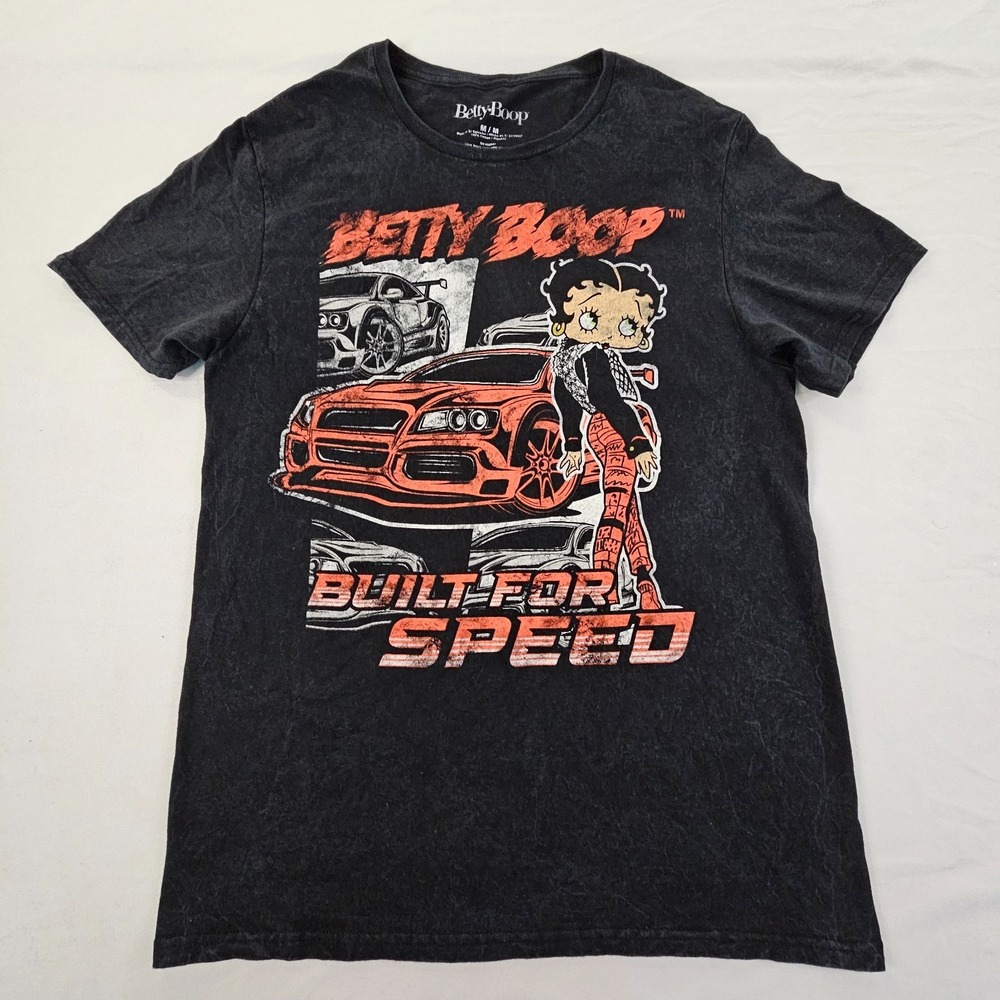 Betty Boop Built for Speed‎ Black Short Sleeve Cotton T-Shirt Adult M